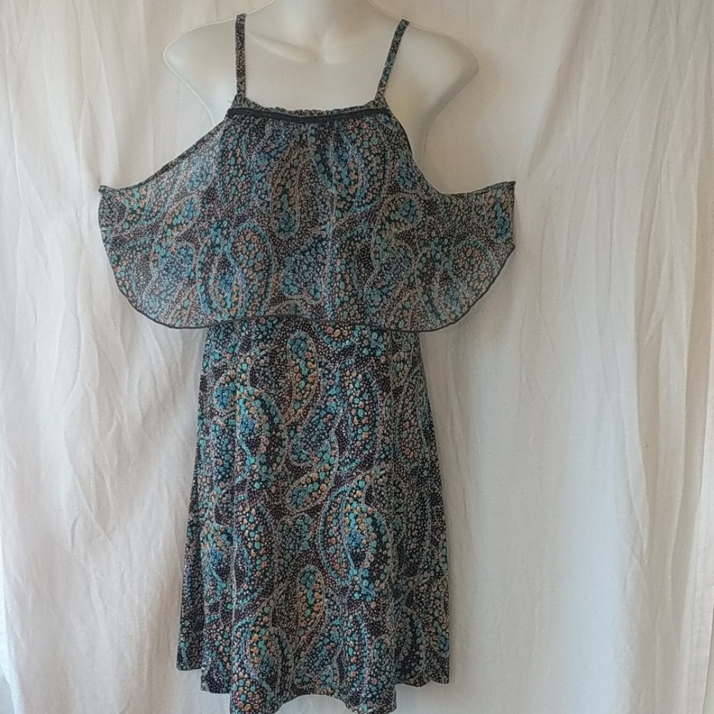 Chocolate floral with drop sleeves dress sz S - Picture 3 of 8